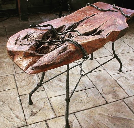 Wood-metal-table